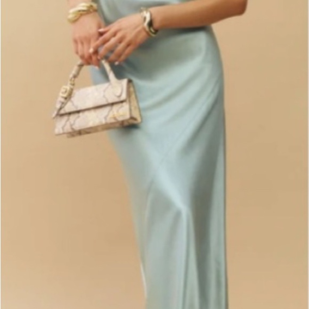 Reformation Brie Aquamarine Silk Dress - Picture 2 of 7